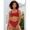 imageANRABESS Bathing Suit for Women Tummy Control Bikini Set 2026 Beach Front Ruched Mid Waist Swimsuit with Adjustable StrapsRed