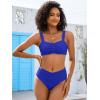 imageANRABESS Bathing Suit for Women Tummy Control Bikini Set 2026 Beach Front Ruched Mid Waist Swimsuit with Adjustable StrapsRoyal Blue
