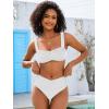 imageANRABESS Bathing Suit for Women Tummy Control Bikini Set 2026 Beach Front Ruched Mid Waist Swimsuit with Adjustable StrapsWhite