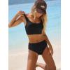 imageANRABESS Bikini Sets for Women Summer 2026 High Waisted 2 Piece Bathing Suit Tummy Control Swimsuit Color Block SwimwearBlack
