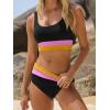 imageANRABESS Bikini Sets for Women Summer 2026 High Waisted 2 Piece Bathing Suit Tummy Control Swimsuit Color Block SwimwearBlack Pink Orange