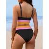 imageANRABESS Bikini Sets for Women Summer 2026 High Waisted 2 Piece Bathing Suit Tummy Control Swimsuit Color Block SwimwearBlack Pink Orange