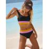 imageANRABESS Bikini Sets for Women Summer 2026 High Waisted 2 Piece Bathing Suit Tummy Control Swimsuit Color Block SwimwearBlack Pink Orange