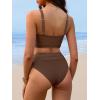 imageANRABESS Bikini Sets for Women Summer 2026 High Waisted 2 Piece Bathing Suit Tummy Control Swimsuit Color Block SwimwearBrown