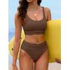 imageANRABESS Bikini Sets for Women Summer 2026 High Waisted 2 Piece Bathing Suit Tummy Control Swimsuit Color Block SwimwearBrown