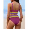 imageANRABESS Bikini Sets for Women Summer 2026 High Waisted 2 Piece Bathing Suit Tummy Control Swimsuit Color Block SwimwearFuchsia Lemon Lavender