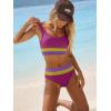 imageANRABESS Bikini Sets for Women Summer 2026 High Waisted 2 Piece Bathing Suit Tummy Control Swimsuit Color Block SwimwearFuchsia Lemon Lavender