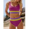 imageANRABESS Bikini Sets for Women Summer 2026 High Waisted 2 Piece Bathing Suit Tummy Control Swimsuit Color Block SwimwearFuchsia Lemon Lavender