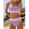 imageANRABESS Bikini Sets for Women Summer 2026 High Waisted 2 Piece Bathing Suit Tummy Control Swimsuit Color Block SwimwearLight Purple Cream Pink