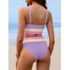 imageANRABESS Bikini Sets for Women Summer 2026 High Waisted 2 Piece Bathing Suit Tummy Control Swimsuit Color Block SwimwearLight Purple Cream Pink