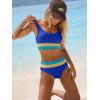 imageANRABESS Bikini Sets for Women Summer 2026 High Waisted 2 Piece Bathing Suit Tummy Control Swimsuit Color Block SwimwearRoyal Blue Yellow Azure