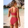 imageANRABESS Bikini Sets for Women Summer High Waisted 2 Piece Bathing Suit Ribbed Tie Knot Swimsuit 2026 Beach Vacation SwimwearRed