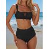 imageANRABESS Bikini Sets for Women Two Piece Swimsuit Cutout String Ruched High Waisted Bathing Suits Summer 2026 Beach SwimwearBlack