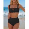 imageANRABESS Bikini Sets for Women Two Piece Swimsuit Cutout String Ruched High Waisted Bathing Suits Summer 2026 Beach SwimwearBlack