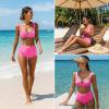 imageANRABESS Bikini Sets for Women Two Piece Swimsuit Cutout String Ruched High Waisted Bathing Suits Summer 2026 Beach SwimwearHot Pink