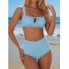 imageANRABESS Bikini Sets for Women Two Piece Swimsuit Cutout String Ruched High Waisted Bathing Suits Summer 2026 Beach SwimwearLight Blue