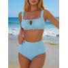 imageANRABESS Bikini Sets for Women Two Piece Swimsuit Cutout String Ruched High Waisted Bathing Suits Summer 2026 Beach SwimwearLight Blue