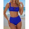 imageANRABESS Bikini Sets for Women Two Piece Swimsuit Cutout String Ruched High Waisted Bathing Suits Summer 2026 Beach SwimwearRoyal Blue
