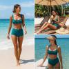 imageANRABESS Bikini Sets for Women Two Piece Swimsuit Cutout String Ruched High Waisted Bathing Suits Summer 2026 Beach SwimwearTeal Green