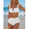 imageANRABESS Bikini Sets for Women Two Piece Swimsuit Cutout String Ruched High Waisted Bathing Suits Summer 2026 Beach SwimwearWhite
