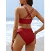 imageANRABESS Bikini Sets for Women V Neck Criss Cross Two Piece Swimsuit Sexy Cutout Bathing Suit 2026 Beach Vacation SwimwearRed