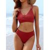 imageANRABESS Bikini Sets for Women V Neck Criss Cross Two Piece Swimsuit Sexy Cutout Bathing Suit 2026 Beach Vacation SwimwearRed