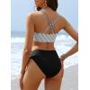 imageANRABESS Bikini Sets for Women V Neck Criss Cross Two Piece Swimsuit Sexy Cutout Bathing Suit 2026 Beach Vacation SwimwearStripe Black
