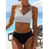 imageANRABESS Bikini Sets for Women V Neck Criss Cross Two Piece Swimsuit Sexy Cutout Bathing Suit 2026 Beach Vacation SwimwearStripe Black