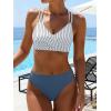 imageANRABESS Bikini Sets for Women V Neck Criss Cross Two Piece Swimsuit Sexy Cutout Bathing Suit 2026 Beach Vacation SwimwearStripe Blue