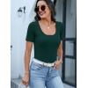 imageANRABESS Short Sleeve Sweater for Women Scoop Neck Casual Lightweight Ribbed Knit Pullover Tops 2026 Spring Summer OutfitsDeep Green