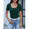 imageANRABESS Short Sleeve Sweater for Women Scoop Neck Casual Lightweight Ribbed Knit Pullover Tops 2026 Spring Summer OutfitsDeep Green