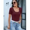 imageANRABESS Short Sleeve Sweater for Women Scoop Neck Casual Lightweight Ribbed Knit Pullover Tops 2026 Spring Summer OutfitsDeep Red