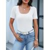 imageANRABESS Short Sleeve Sweater for Women Scoop Neck Casual Lightweight Ribbed Knit Pullover Tops 2026 Spring Summer OutfitsWhite