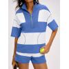 imageANRABESS Striped Short Sets for Women 2 Piece Outfits Summer Casual Oversized Workout Athletisure Travel Lounge Matching SetsBlue White