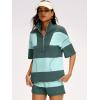 imageANRABESS Striped Short Sets for Women 2 Piece Outfits Summer Casual Oversized Workout Athletisure Travel Lounge Matching SetsGreen Mixed