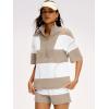 imageANRABESS Striped Short Sets for Women 2 Piece Outfits Summer Casual Oversized Workout Athletisure Travel Lounge Matching SetsLight Khaki White
