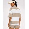 imageANRABESS Striped Short Sets for Women 2 Piece Outfits Summer Casual Oversized Workout Athletisure Travel Lounge Matching SetsLight Khaki White