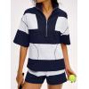 imageANRABESS Striped Short Sets for Women 2 Piece Outfits Summer Casual Oversized Workout Athletisure Travel Lounge Matching SetsNavy Blue White
