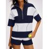 imageANRABESS Striped Short Sets for Women 2 Piece Outfits Summer Casual Oversized Workout Athletisure Travel Lounge Matching SetsNavy Blue White