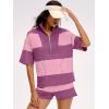imageANRABESS Striped Short Sets for Women 2 Piece Outfits Summer Casual Oversized Workout Athletisure Travel Lounge Matching SetsPurple Pink