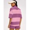 imageANRABESS Striped Short Sets for Women 2 Piece Outfits Summer Casual Oversized Workout Athletisure Travel Lounge Matching SetsPurple Pink