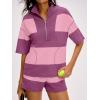 imageANRABESS Striped Short Sets for Women 2 Piece Outfits Summer Casual Oversized Workout Athletisure Travel Lounge Matching SetsPurple Pink