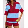 imageANRABESS Striped Short Sets for Women 2 Piece Outfits Summer Casual Oversized Workout Athletisure Travel Lounge Matching SetsRed Blue