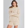 imageANRABESS Women 2 Piece Outfits Sweater Lounge Loungewear Sets 2025 Winter Cable Knit Oversized Sweaters Shorts Matching SetsApricot