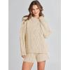 imageANRABESS Women 2 Piece Outfits Sweater Lounge Loungewear Sets 2025 Winter Cable Knit Oversized Sweaters Shorts Matching SetsApricot