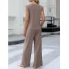 imageANRABESS Women 2 Piece Outfits Tank Top amp Palazzo Pants 2026 Summer Lounge Matching Sets Travel Vacation Beach ClothingLight Brown