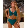 imageANRABESS Women High Waisted Bikini Sets Two Piece Ruffled Self Tie Swimsuit Ruched Bathing Suit 2026 Summer Beach Swimwear Peacock Green Large
