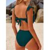 imageANRABESS Women High Waisted Bikini Sets Two Piece Ruffled Self Tie Swimsuit Ruched Bathing Suit 2026 Summer Beach Swimwear Peacock Green Large