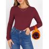 imageANRABESS Women Long Sleeve Thermal Shirt Fleece Tops 2026 Fall Winter Crew Neck Casual Base Layer TShirts Warm UndershirtsDark Red