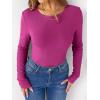 imageANRABESS Women Long Sleeve Thermal Shirt Fleece Tops 2026 Fall Winter Crew Neck Casual Base Layer TShirts Warm UndershirtsHot Pink